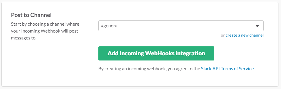 Add Incoming webhooks integration