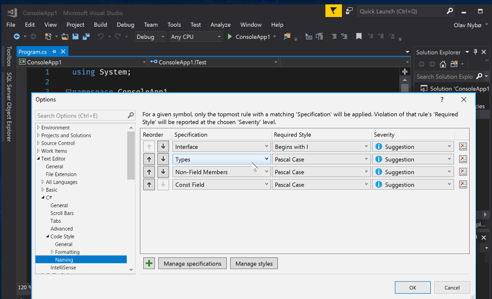 animated gif demo of changing the interface naming rule